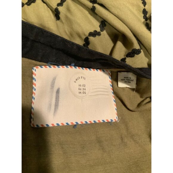 Postmark Green & Navy Blue Embroidered Striped Button-Up Dress Size 2 - Picture 8 of 8